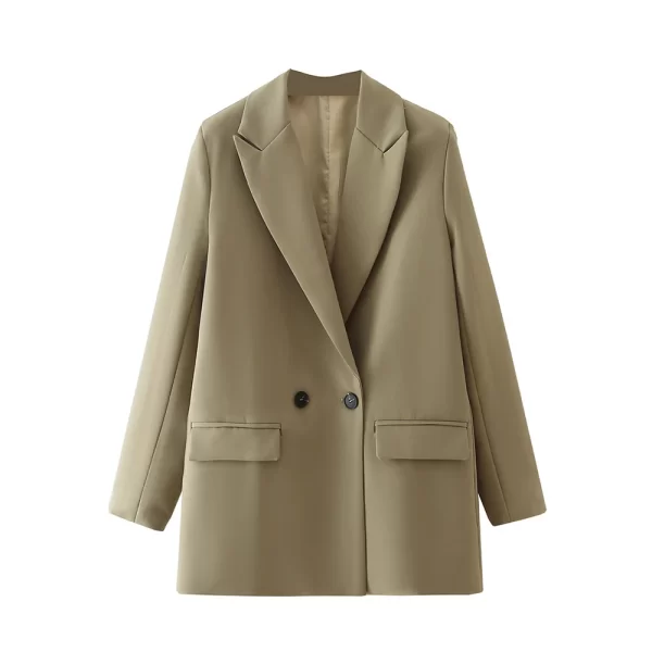TRZA Women Chic Office Lady Double Breasted Blazer Vintage Coat Fashion Notched Collar Long Sleeve Ladies Outerwear Stylish Tops - Image 30