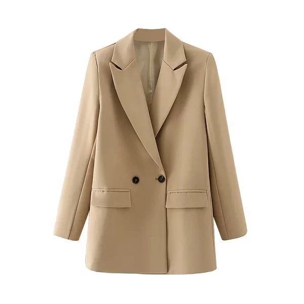 TRZA Women Chic Office Lady Double Breasted Blazer Vintage Coat Fashion Notched Collar Long Sleeve Ladies Outerwear Stylish Tops - Image 33