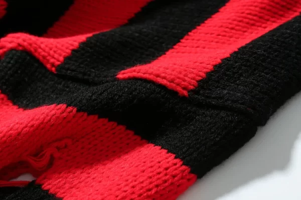 Black Red Striped Sweaters Washed Destroyed Ripped Sweater Men Hole Knit Jumpers Men Women Oversized Sweater Harajuku - Image 32
