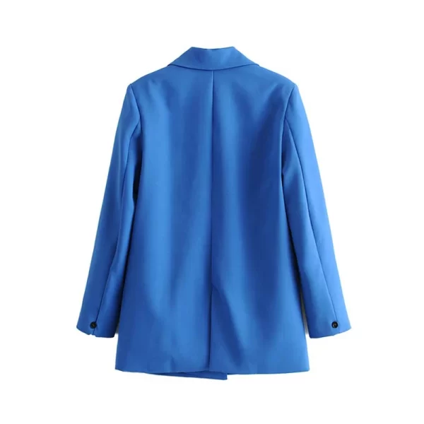 TRZA Women Chic Office Lady Double Breasted Blazer Vintage Coat Fashion Notched Collar Long Sleeve Ladies Outerwear Stylish Tops - Image 36