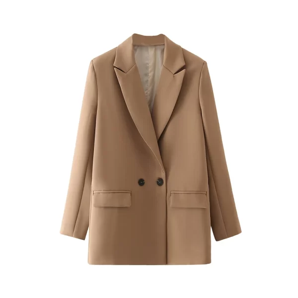 TRZA Women Chic Office Lady Double Breasted Blazer Vintage Coat Fashion Notched Collar Long Sleeve Ladies Outerwear Stylish Tops - Image 31