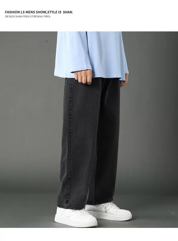 New Korean Men's Casual Long Jeans Classic Man Straight Denim Wide-leg Pants Solid Color Light Blue Grey Black 3XL - Image 27