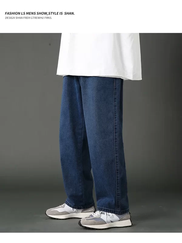 New Korean Men's Casual Long Jeans Classic Man Straight Denim Wide-leg Pants Solid Color Light Blue Grey Black 3XL - Image 23