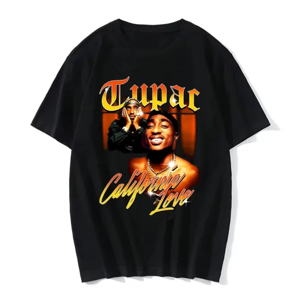 Summer Fashion T-shirt Rapper Tupac Top Hip Hop Street Wear Oversized Short Sleeve T shirt Men's And Women's Tshirts - Image 2
