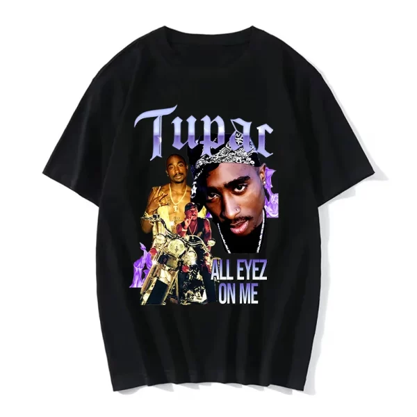 Summer Fashion T-shirt Rapper Tupac Top Hip Hop Street Wear Oversized Short Sleeve T shirt Men's And Women's Tshirts - Image 3