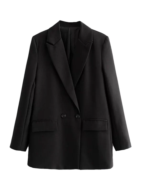 TRZA Women Chic Office Lady Double Breasted Blazer Vintage Coat Fashion Notched Collar Long Sleeve Ladies Outerwear Stylish Tops - Image 19