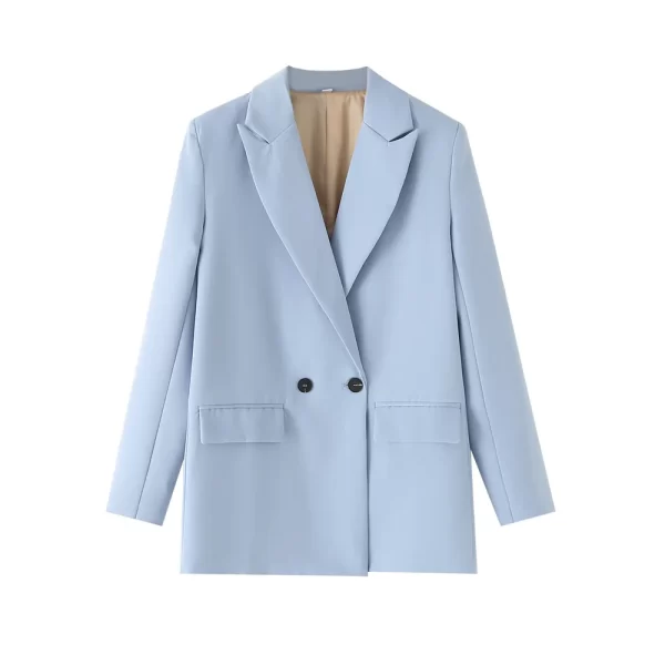 TRZA Women Chic Office Lady Double Breasted Blazer Vintage Coat Fashion Notched Collar Long Sleeve Ladies Outerwear Stylish Tops - Image 22