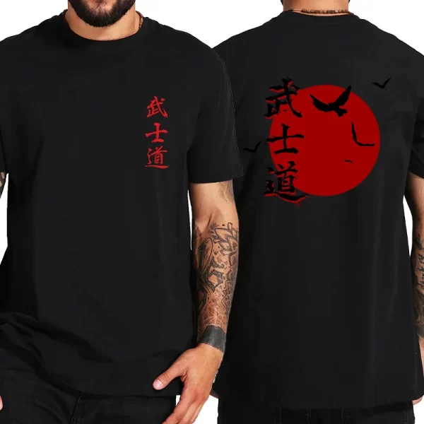 Japan Samurai Spirit T Shirts Men Japanese Style Back Print Oversized 100% Cotton Tops T-shirt Bushido Male Gifts Tee Clothing - Image 11