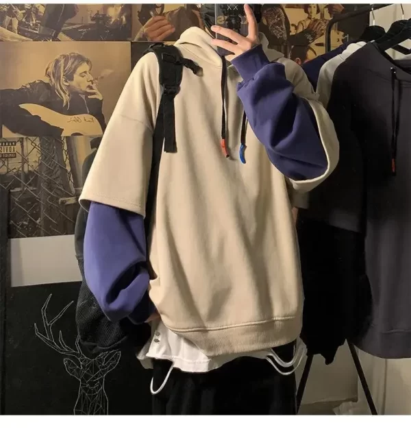 Two-piece Illusion Sweatshirt Men's Hooded Autumn/winter Trendy Brand Ins Hip Hop Top Oversize Niche High Street Jacket - Image 21