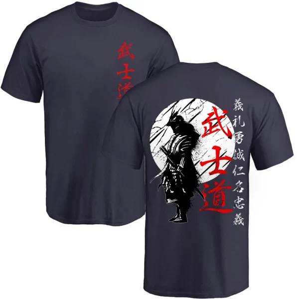 Japan Samurai Spirit T Shirts For Men Japanese Style Back Print Loose Oversized 100% Cotton Tops T-shirt Bushido Male Gifts Tee - Image 8