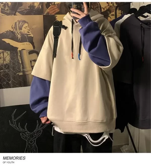 Two-piece Illusion Sweatshirt Men's Hooded Autumn/winter Trendy Brand Ins Hip Hop Top Oversize Niche High Street Jacket - Image 20