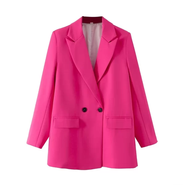 TRZA Women Chic Office Lady Double Breasted Blazer Vintage Coat Fashion Notched Collar Long Sleeve Ladies Outerwear Stylish Tops - Image 27