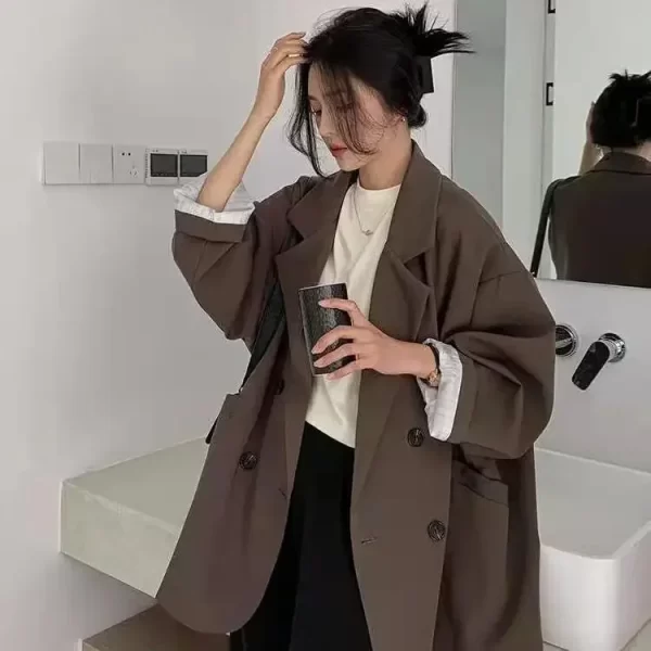 Women's Large Blazer Coats Spring Autumn Fashion Korean Version Loose Top Coat Office Work Clothes Grace Fall Jacket for Women - Image 9