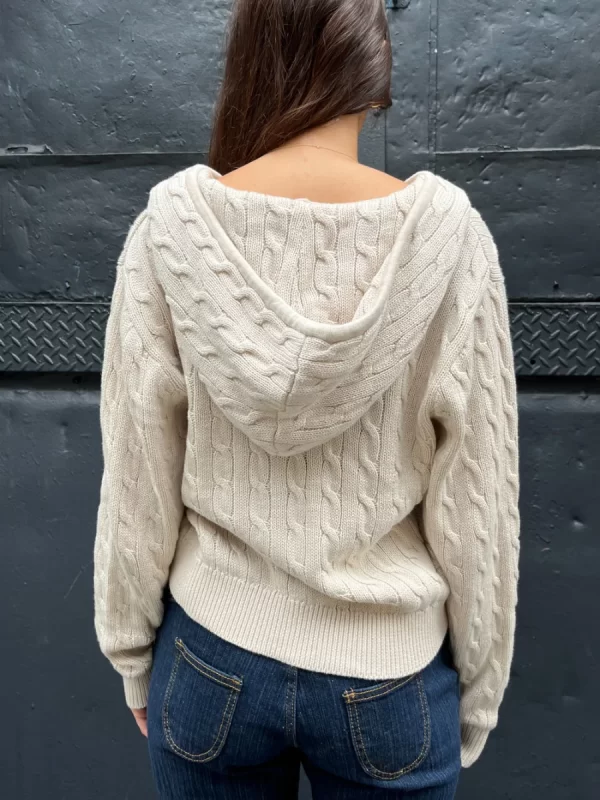 Twisted Flower Knitted Cardigan Sweater Women Autumn Long Sleeve Hooded Zipper Short Coat Streetwear Fashion Sweaters Y2K Tops - Image 3