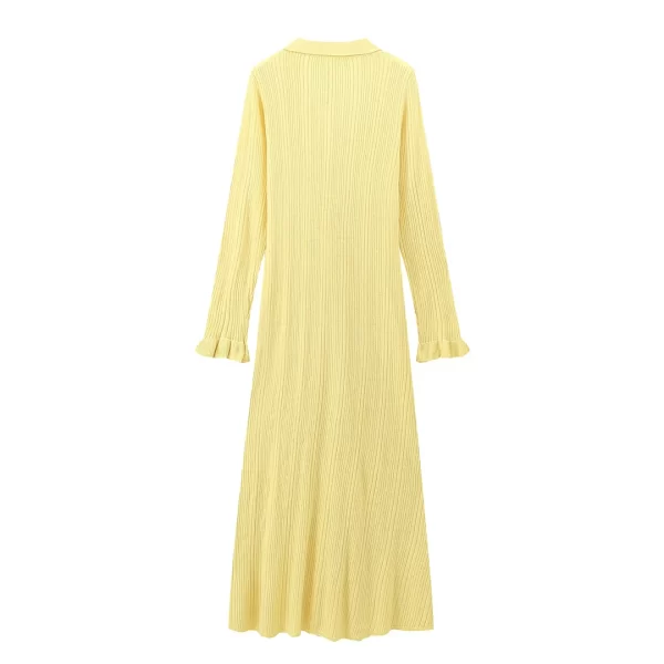 Winter Knitted Dress Women 2024 New Long Sleelve Ruffles Single Breasted Long Dresses Female Party Fashion Sweater Vestidos - Image 6
