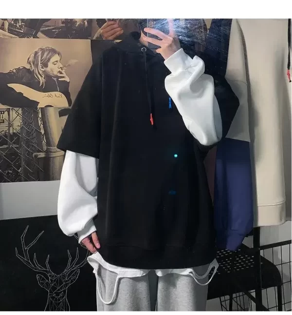 Two-piece Illusion Sweatshirt Men's Hooded Autumn/winter Trendy Brand Ins Hip Hop Top Oversize Niche High Street Jacket - Image 15