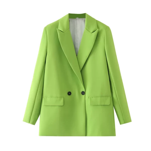 TRZA Women Chic Office Lady Double Breasted Blazer Vintage Coat Fashion Notched Collar Long Sleeve Ladies Outerwear Stylish Tops - Image 14