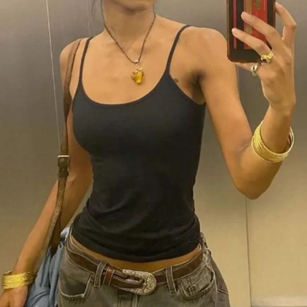 Darlingaga Strap Casual Solid Skinny Women Camis Tops Short Korean Style Homewear All-Match Summer Cropped Top Mini Streetwear - Image 26
