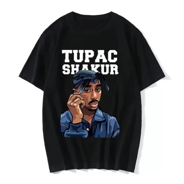 Summer Fashion T-shirt Rapper Tupac Top Hip Hop Street Wear Oversized Short Sleeve T shirt Men's And Women's Tshirts - Image 22