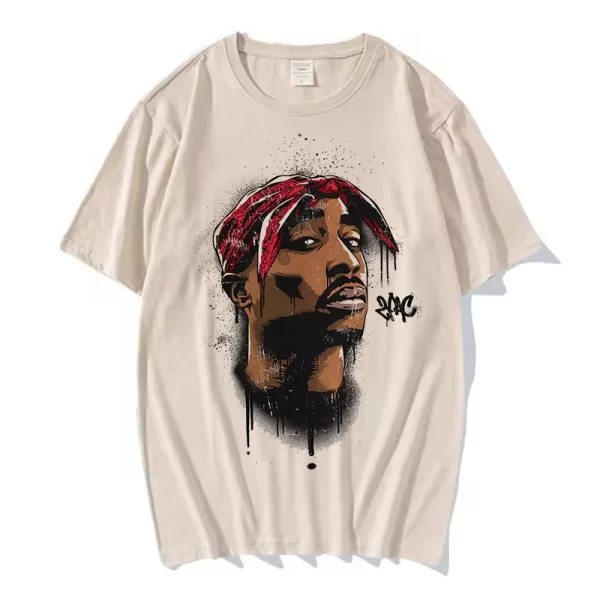 Summer Fashion T-shirt Rapper Tupac Top Hip Hop Street Wear Oversized Short Sleeve T shirt Men's And Women's Tshirts - Image 25