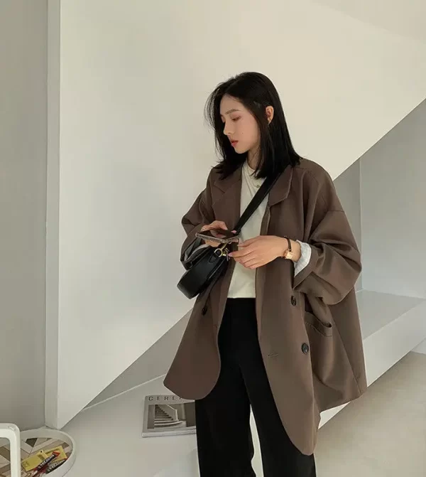 Women's Large Blazer Coats Spring Autumn Fashion Korean Version Loose Top Coat Office Work Clothes Grace Fall Jacket for Women - Image 12