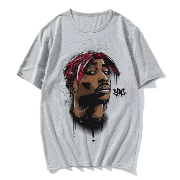 Summer Fashion T-shirt Rapper Tupac Top Hip Hop Street Wear Oversized Short Sleeve T shirt Men's And Women's Tshirts - Image 17