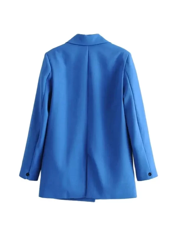 TRZA Women Chic Office Lady Double Breasted Blazer Vintage Coat Fashion Notched Collar Long Sleeve Ladies Outerwear Stylish Tops - Image 2