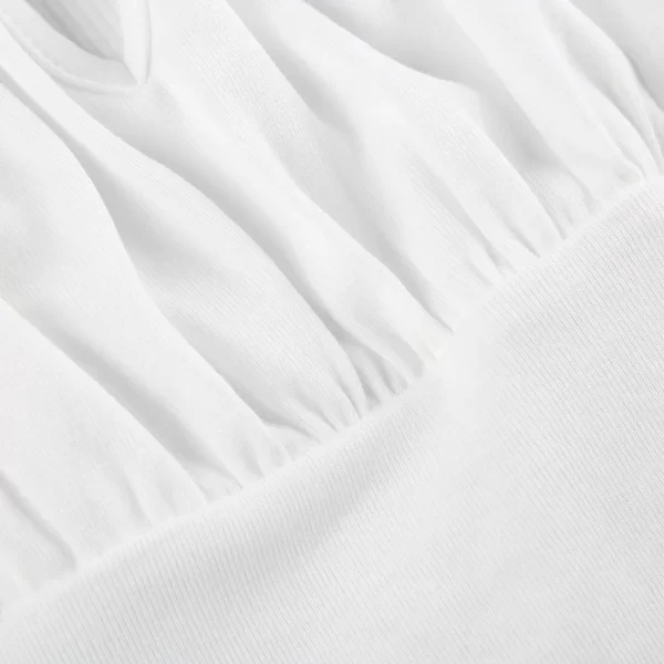 Bandage Folds Square Collar Crop Top Women Fairycore y2k White T Shirts Basic Knitted Elegant Tees Vintage 2000s Clothing - Image 23