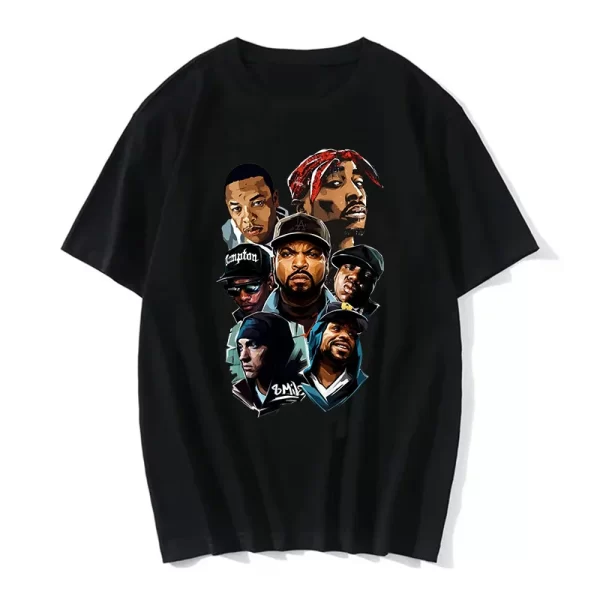Summer Fashion T-shirt Rapper Tupac Top Hip Hop Street Wear Oversized Short Sleeve T shirt Men's And Women's Tshirts - Image 8