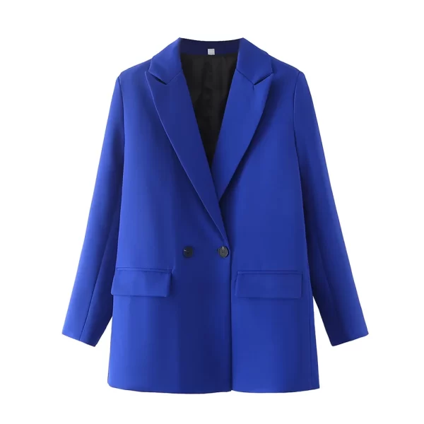 TRZA Women Chic Office Lady Double Breasted Blazer Vintage Coat Fashion Notched Collar Long Sleeve Ladies Outerwear Stylish Tops - Image 32