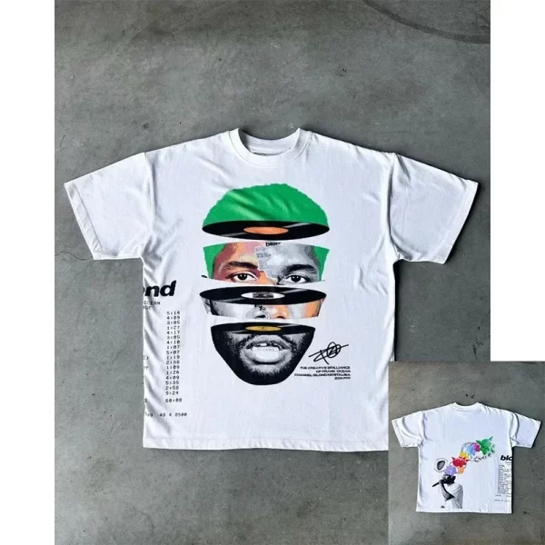 Y2K New American retro street portrait printed short sleeve T-shirt men Goth Harajuku fashion couple casual loose oversized top - Image 7