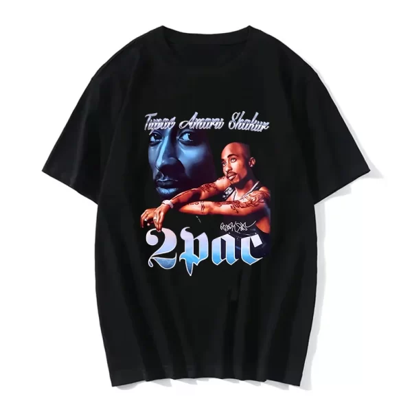 Summer Fashion T-shirt Rapper Tupac Top Hip Hop Street Wear Oversized Short Sleeve T shirt Men's And Women's Tshirts - Image 10
