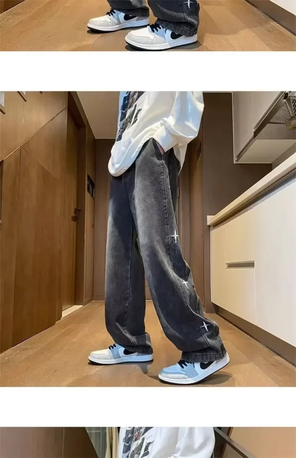 Vintage Embroidered Star Gradient Jeans Men's Loose Fit Straight Leg Wide Leg Long Pants Casual Trendy Street Style - Image 15