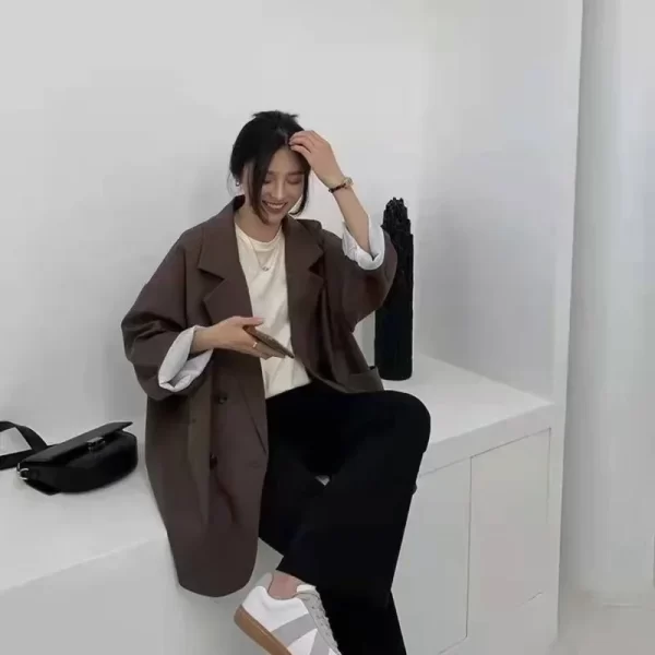 Women's Large Blazer Coats Spring Autumn Fashion Korean Version Loose Top Coat Office Work Clothes Grace Fall Jacket for Women - Image 3