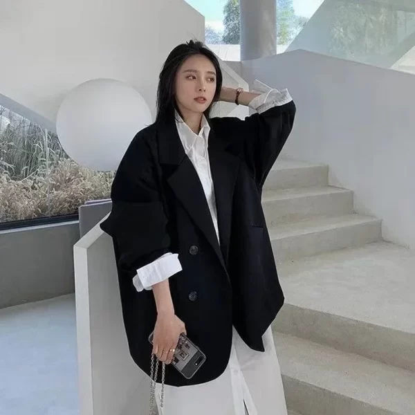Women's Large Blazer Coats Spring Autumn Fashion Korean Version Loose Top Coat Office Work Clothes Grace Fall Jacket for Women - Image 2