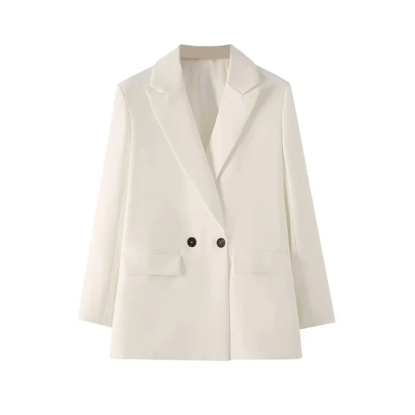 TRZA Women Chic Office Lady Double Breasted Blazer Vintage Coat Fashion Notched Collar Long Sleeve Ladies Outerwear Stylish Tops - Image 18