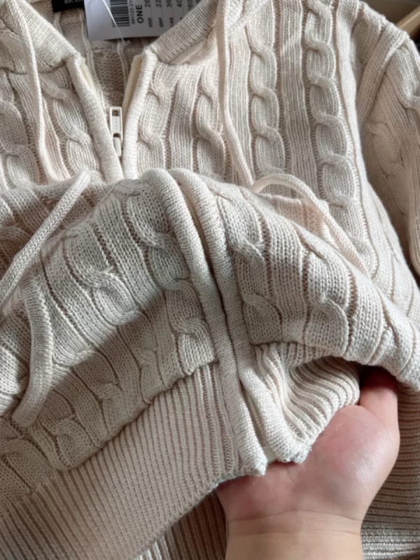 Twisted Flower Knitted Cardigan Sweater Women Autumn Long Sleeve Hooded Zipper Short Coat Streetwear Fashion Sweaters Y2K Tops - Image 5