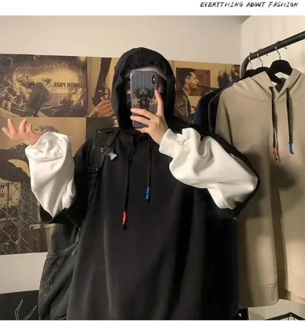 Two-piece Illusion Sweatshirt Men's Hooded Autumn/winter Trendy Brand Ins Hip Hop Top Oversize Niche High Street Jacket - Image 14