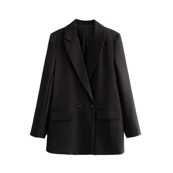 TRZA Women Chic Office Lady Double Breasted Blazer Vintage Coat Fashion Notched Collar Long Sleeve Ladies Outerwear Stylish Tops - Image 34