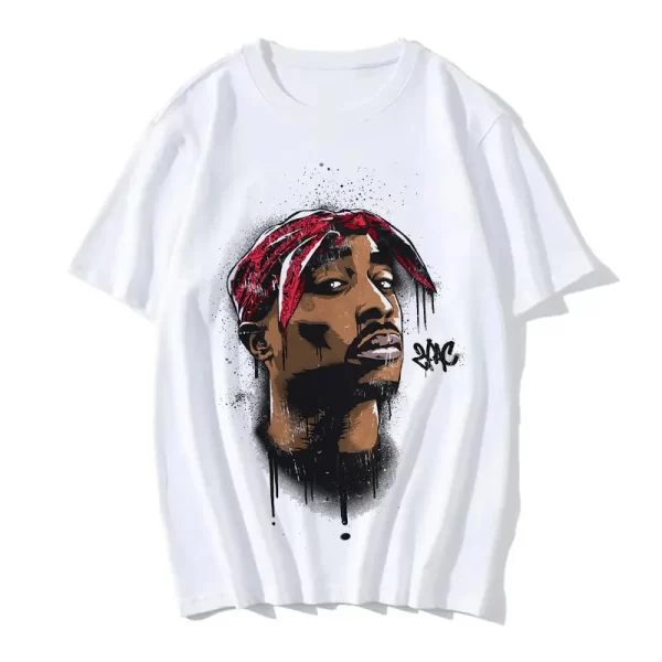 Summer Fashion T-shirt Rapper Tupac Top Hip Hop Street Wear Oversized Short Sleeve T shirt Men's And Women's Tshirts - Image 5