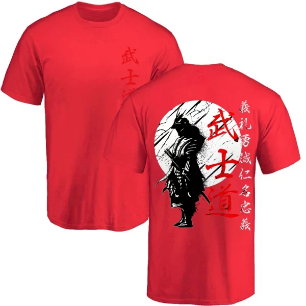 Japan Samurai Spirit T Shirts For Men Japanese Style Back Print Loose Oversized 100% Cotton Tops T-shirt Bushido Male Gifts Tee - Image 12