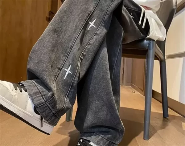 Vintage Embroidered Star Gradient Jeans Men's Loose Fit Straight Leg Wide Leg Long Pants Casual Trendy Street Style - Image 19