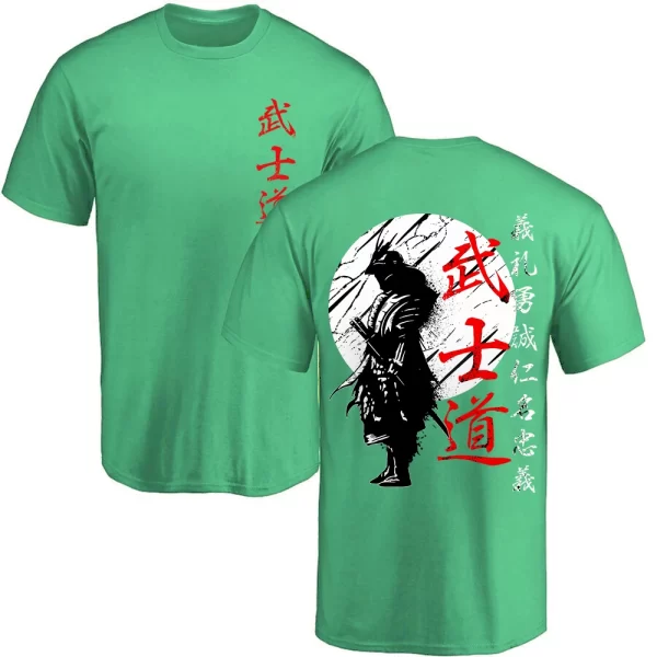Japan Samurai Spirit T Shirts For Men Japanese Style Back Print Loose Oversized 100% Cotton Tops T-shirt Bushido Male Gifts Tee - Image 13