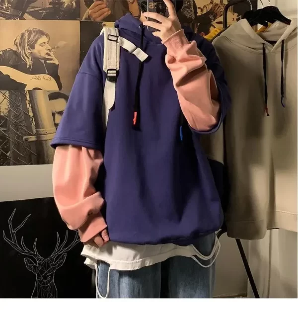 Two-piece Illusion Sweatshirt Men's Hooded Autumn/winter Trendy Brand Ins Hip Hop Top Oversize Niche High Street Jacket - Image 28