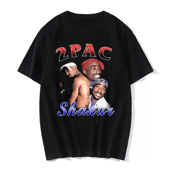 Summer Fashion T-shirt Rapper Tupac Top Hip Hop Street Wear Oversized Short Sleeve T shirt Men's And Women's Tshirts - Image 7