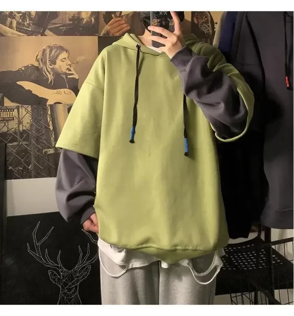 Two-piece Illusion Sweatshirt Men's Hooded Autumn/winter Trendy Brand Ins Hip Hop Top Oversize Niche High Street Jacket - Image 22