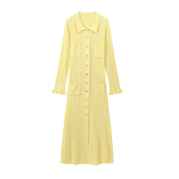 Winter Knitted Dress Women 2024 New Long Sleelve Ruffles Single Breasted Long Dresses Female Party Fashion Sweater Vestidos - Image 5