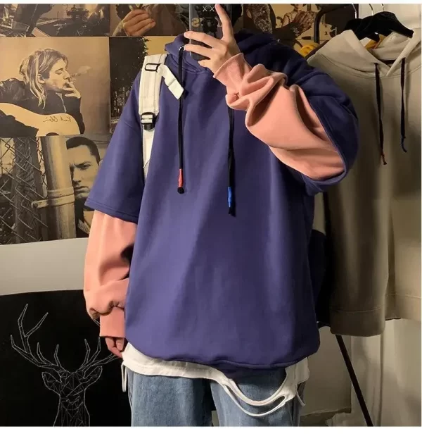 Two-piece Illusion Sweatshirt Men's Hooded Autumn/winter Trendy Brand Ins Hip Hop Top Oversize Niche High Street Jacket - Image 30